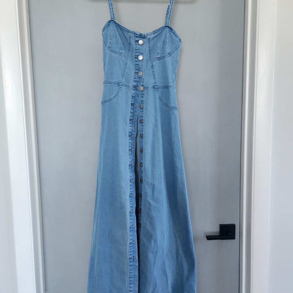 SHEIN Blue Denim Maxi Dress
